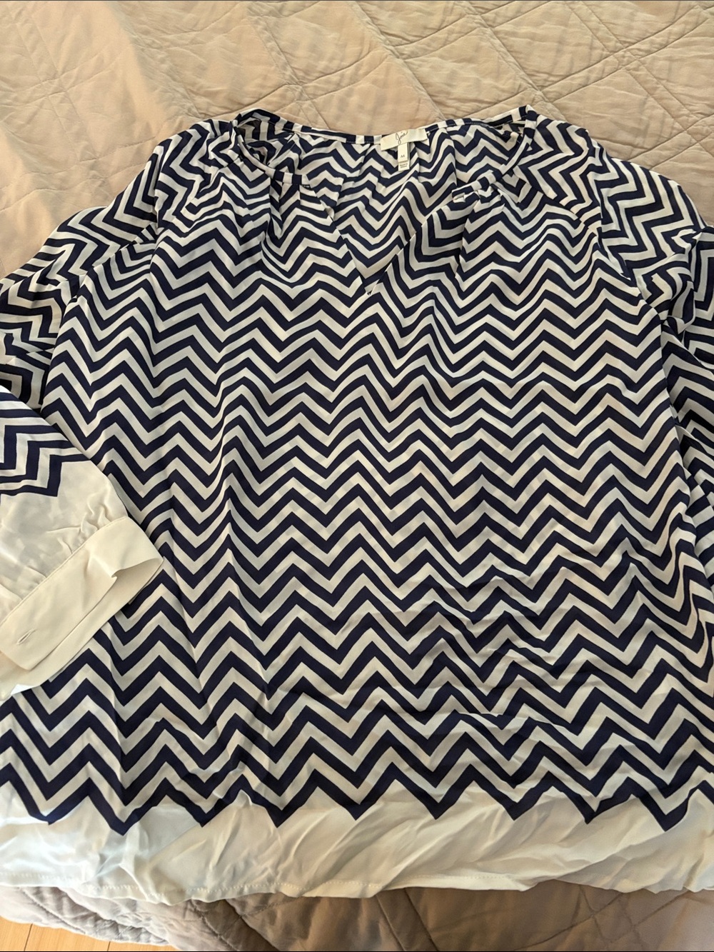 Joie Navy & White Chevron Tunic Top